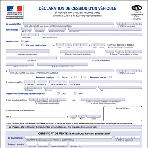 Certificat De Cession Vehicule Cerfa 13754 Pdf - Elk Media