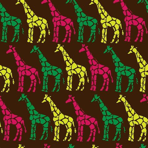 Impressão de girafa sem costura em roxo amarelo e verde fundo têxtil ...