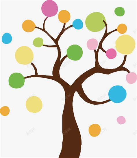 七色大树卡通可爱彩色大树png图片免费下载-素材0yVjWPVag-新图网