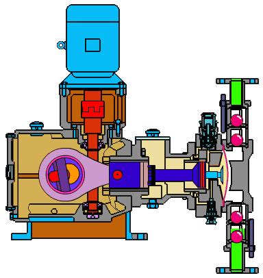 给大家一个隔膜泵的实例动画图刚看了一版主发的往复泵工作 