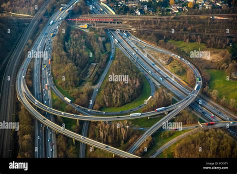 Aerial view, Motorway interchange Kaiserberg, Spaghetti node A3 ...