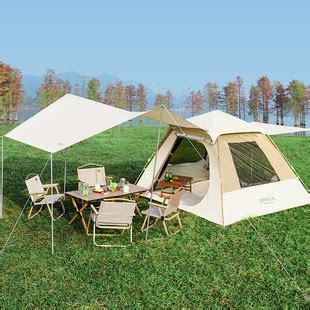 原始人天幕一体露营帐篷户外便携式折叠自动防雨加厚野营装备全套-阿里巴巴