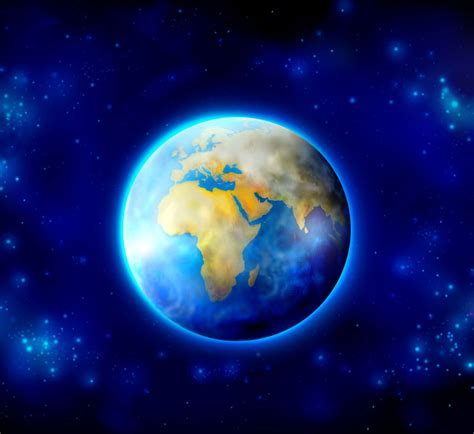 蓝色地球图片-星光中蓝色发光地球素材-高清图片-摄影照片-寻图免费打包下载