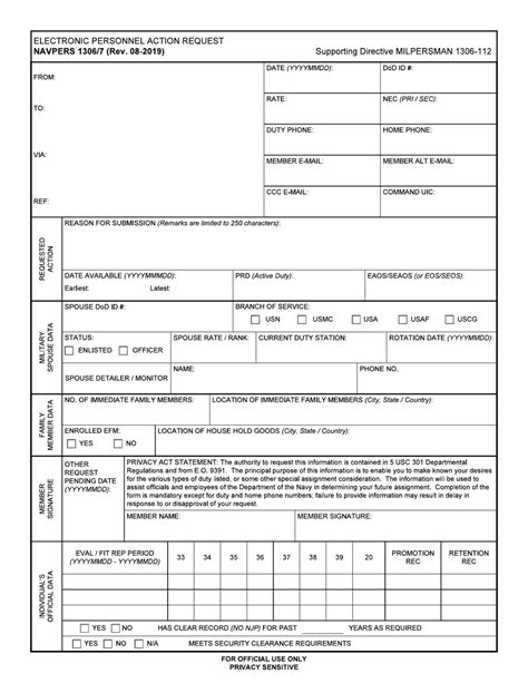 NAVPERS Form 1306/7 - Fill Out, Sign Online and Download Fillable PDF ...