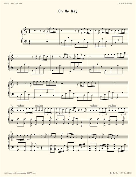 《On My Way,钢琴谱》C调修改版,Alan Walker（五线谱 钢琴曲 指法）-弹吧|蛐蛐钢琴网