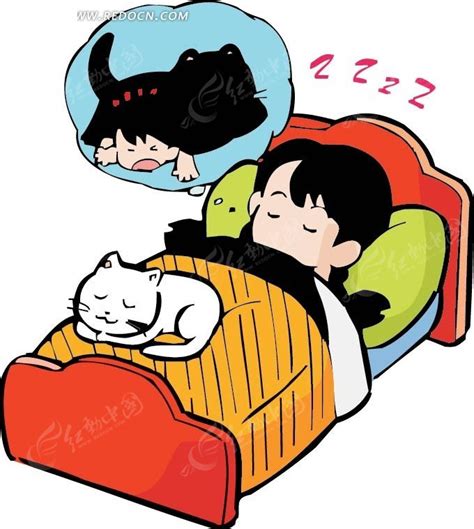睡觉做梦的女孩卡通画AI素材免费下载_红动中国