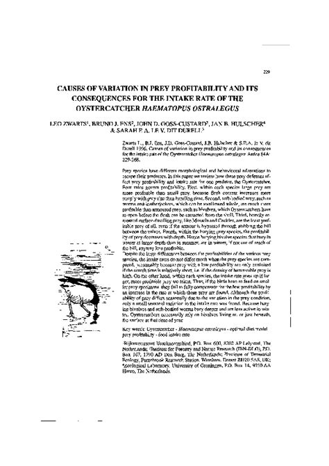 (PDF) Causes of variation in prey profitability and its consequences ...
