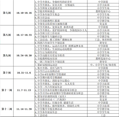 白云外国语中小学2022-2023学年第一学期行事周历-广州市白云区广外附属中学