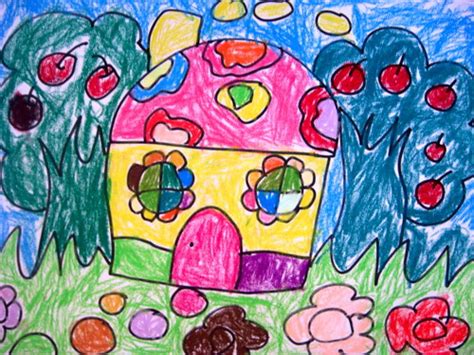 幼儿园小班美术作品：美丽的房子(2) - 绘画作品