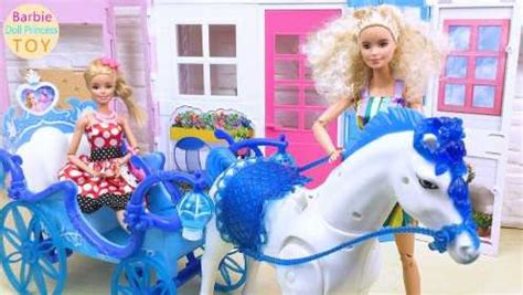 芭比公主坐马车去卷发娃娃家做客！
