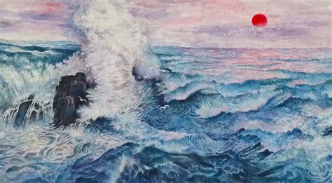 把生命交给大海的人，画家卢劲松笔下的生命之海 – 卢劲松 国画艺术