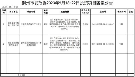 荆州市发改委2023年9月18-22日投资项目备案公告-荆州市人民政府-政府信息公开