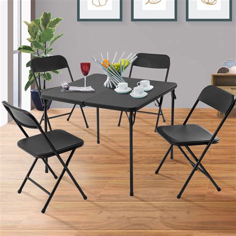 Mainstays 5 Piece Resin Plastic Card Table and Four Chairs Set - Zars Buy