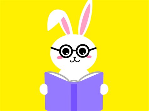 可爱小兔子戴着眼镜看书_Mila插画-站酷ZCOOL