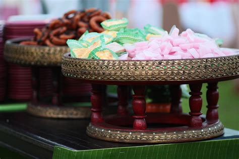 Thai Sweet desserts pink jelly in heart shaped and banana cupcake on ...