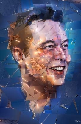 Elon Musk-埃隆・马斯克-马赛克拼图肖像插画-欧莱凯设计网