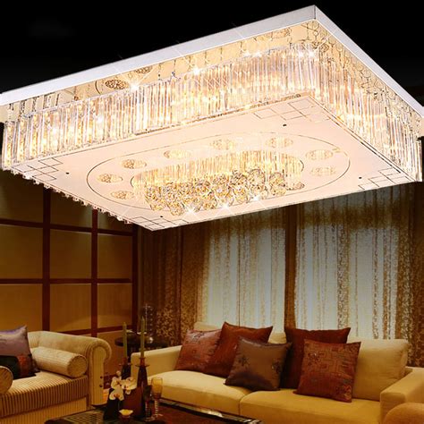 现代长方形水晶灯奢华大气吸顶灯客厅灯led灯具 别墅大厅灯定做-阿里巴巴