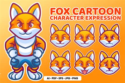 狐狸卡通角色表情符号素材 Fox Cartoon Character Expression – 设计小咖