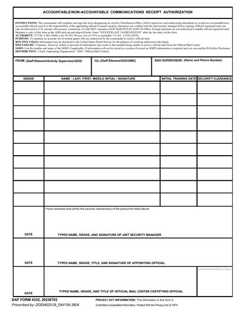 DAF Form 4332 - Fill Out, Sign Online and Download Fillable PDF ...
