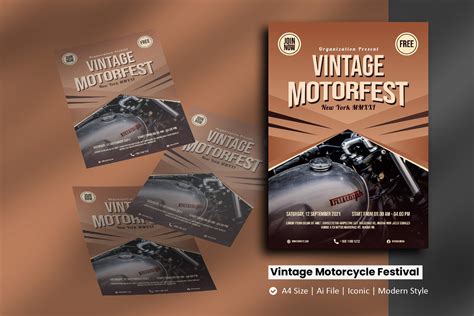 Vintage Motorbike Festival Flyer Brochure Template (1294355) | Flyers ...