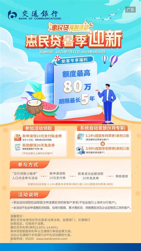 交通银行：惠民贷暑季迎新