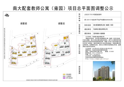 南大配套教师公寓（雍园）项目总平面图调整公示_信息公开_句容市自然资源和规划局