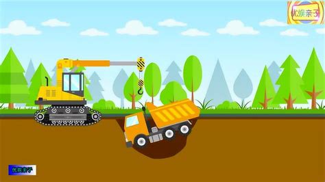 挖掘机 铲车 救援车卡通动画视频