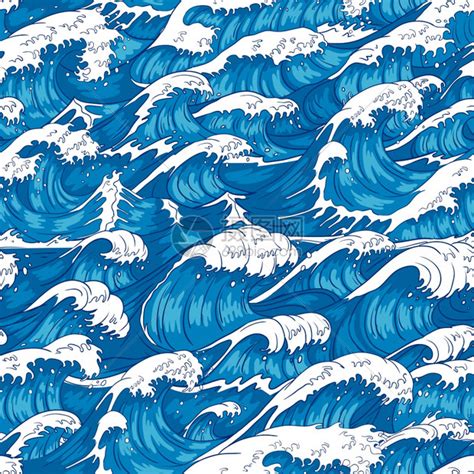海浪和古老的日本风暴背景插画图片下载-正版图片306483062-摄图网