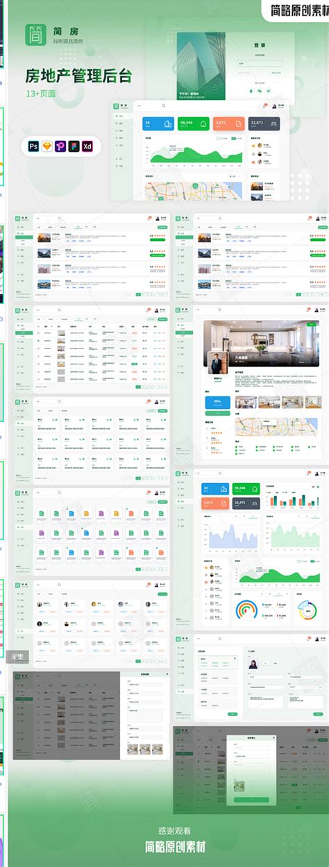 房地产后台管理系统web ui源文件sketch xd fig psd模板00001-淘宝网