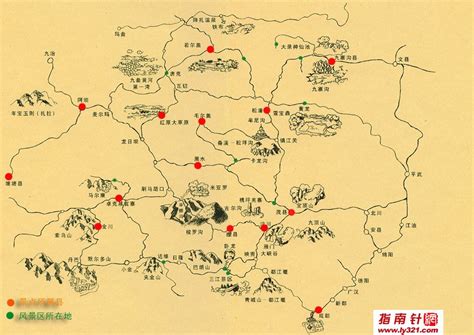 阿坝州景点地图(总汇)大九寨区景点