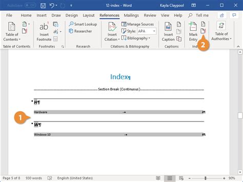 How to Make an Index in Word | CustomGuide
