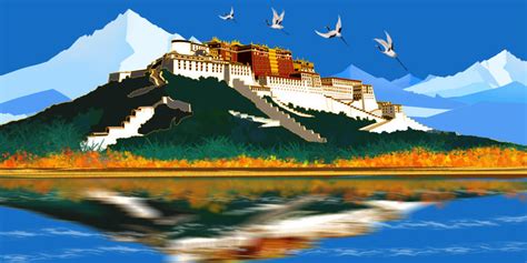 手绘西藏风景—神秘的布达拉宫|插画|创作习作|简爱手绘_原创作品-站酷ZCOOL