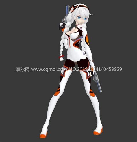 崩坏三主角琪亚娜3D模型,带射击动画_次时代角色模型下载-摩尔网CGMOL