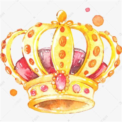 水彩手绘公主金色皇冠素材图片免费下载-千库网