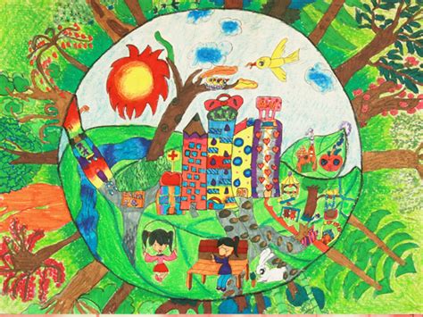 地球日绘画简单又漂亮_地球日环保主题儿童画精选