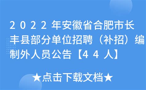 2022年安徽省合肥市长丰县部分单位招聘（补招）编制外人员公告【44人】