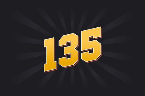 Number 135 vector font alphabet. Yellow 135 number with black ...