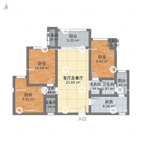 重庆市渝北区 金科天元道2室2厅1卫 104m²-v2户型图 - 小区户型图 -躺平设计家