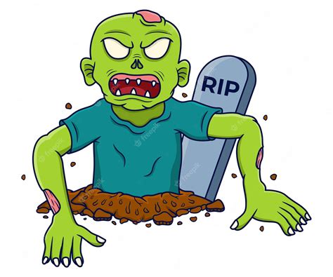 Ilustración de un zombi saliendo de una tumba en halloween. | Vector ...