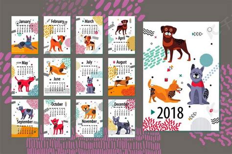 带有月份和星期天的日历，不同品种的狗的图像放在纸上，背景矢量图上有抽象。背景图片免费下载_海报banner/高清大图_千库网(图片编号6308950)