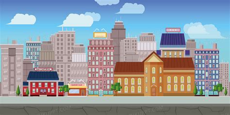 卡通城市素材背景图片-卡通城市素材背景素材图片-千库网
