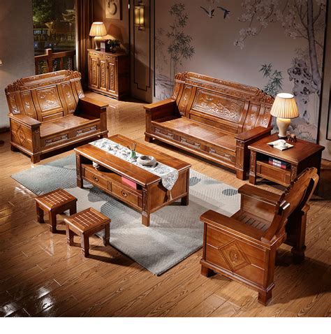 香樟木实木沙发客厅1 2 3 组合中式仿古雕花家具经济单人双人沙发-阿里巴巴