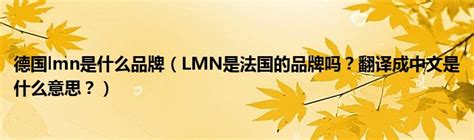 德国lmn是什么品牌（LMN是法国的品牌吗？翻译成中文是什么意思？）_华夏智能网