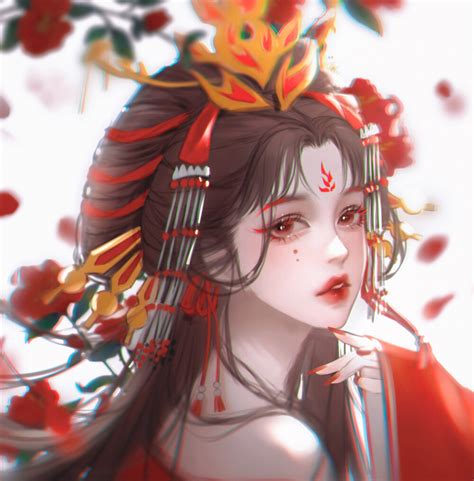 女生头像蒙眼红衣古风动漫