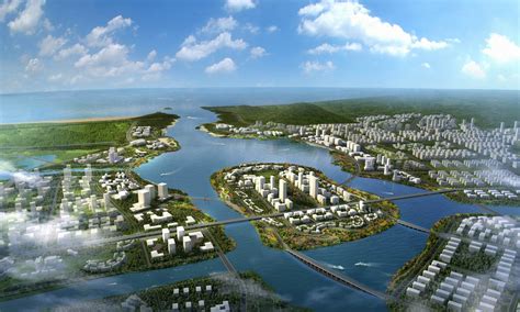 威海双岛湾科技新城水系景观效果图下载-光辉城市
