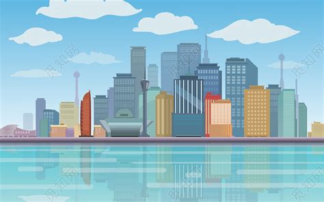 矢量城市建筑原创背景插画素材免费下载 - 觅知网