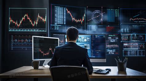 在电脑前研究股票行市的商务精英插画图片素材下载_jpg格式_熊猫办公