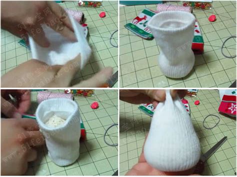 制作袜子娃娃小雪人的方法教程图解 - 废旧物品手工制作 - 51费宝网