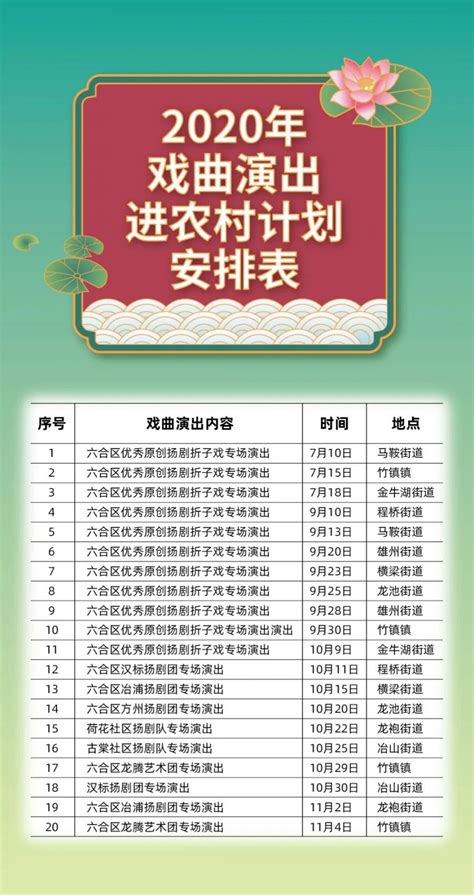2020南京六合区文化活动进农村系列活动清单- 南京本地宝