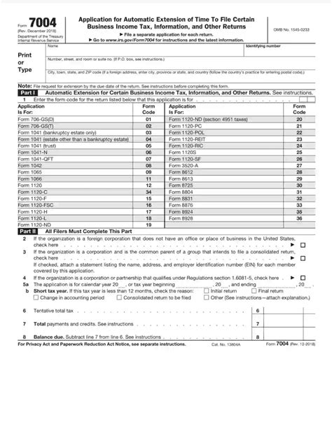 Instructions for How to Fill in IRS Form 7004